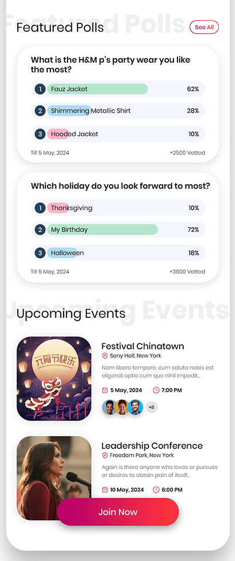 Nexly Community Polls and Events
